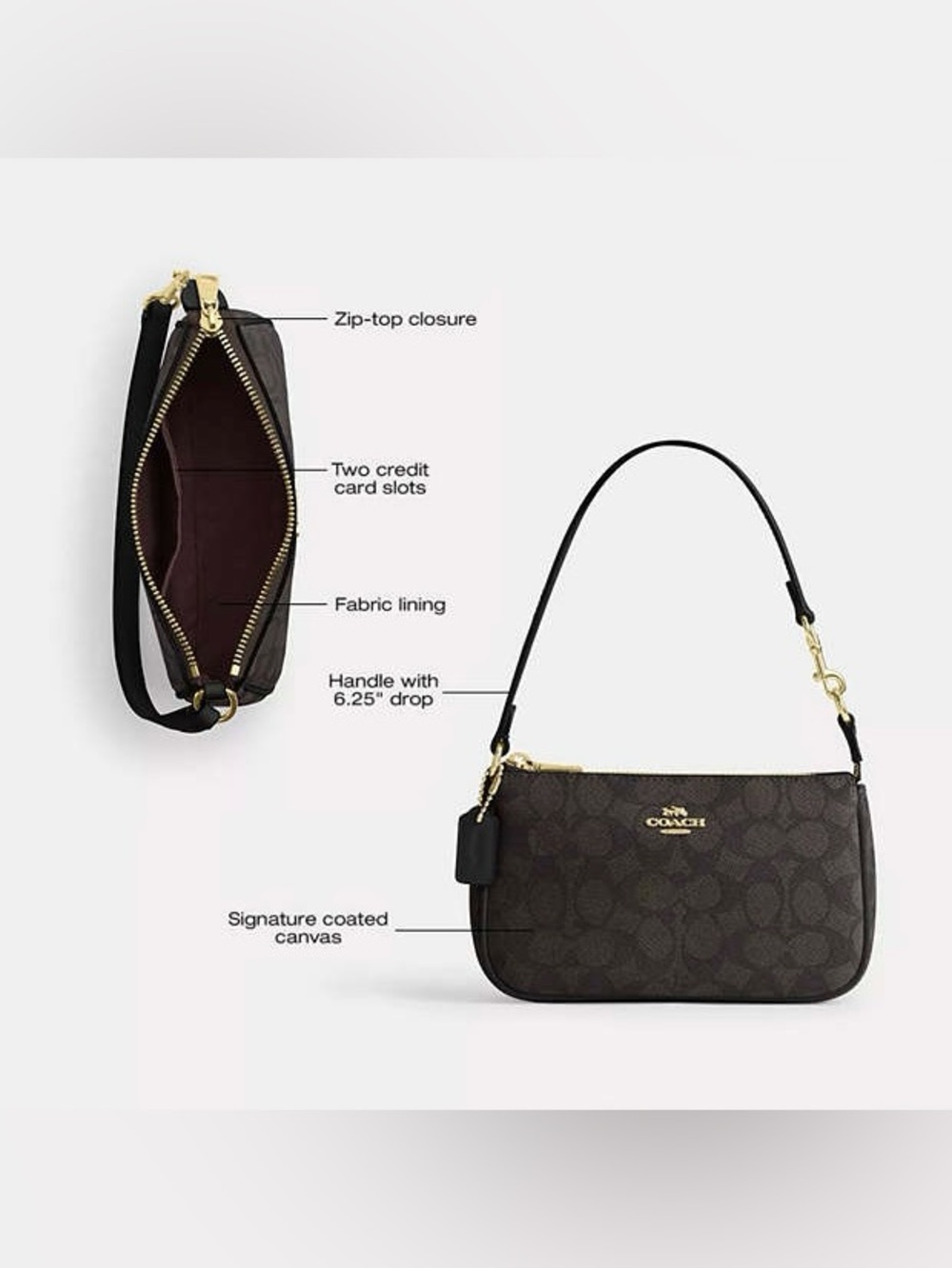 *COACH* Signature Canvas Plaza 18 Bag - Picture 4 of 12
